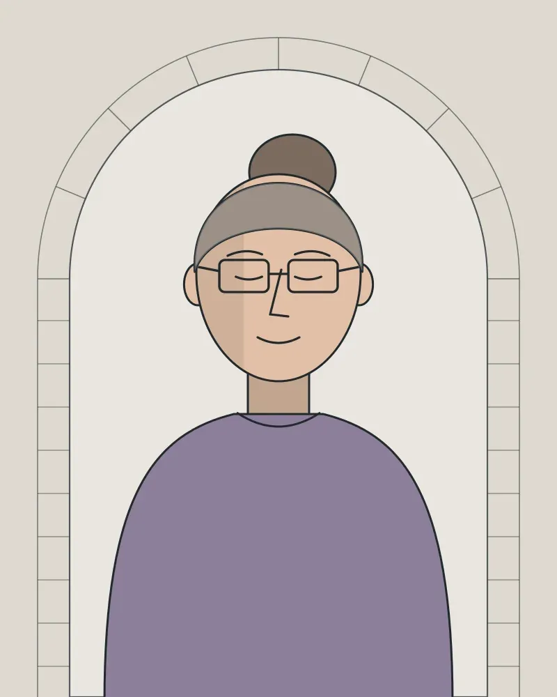 Ink and wash portrait of Anna Petraki