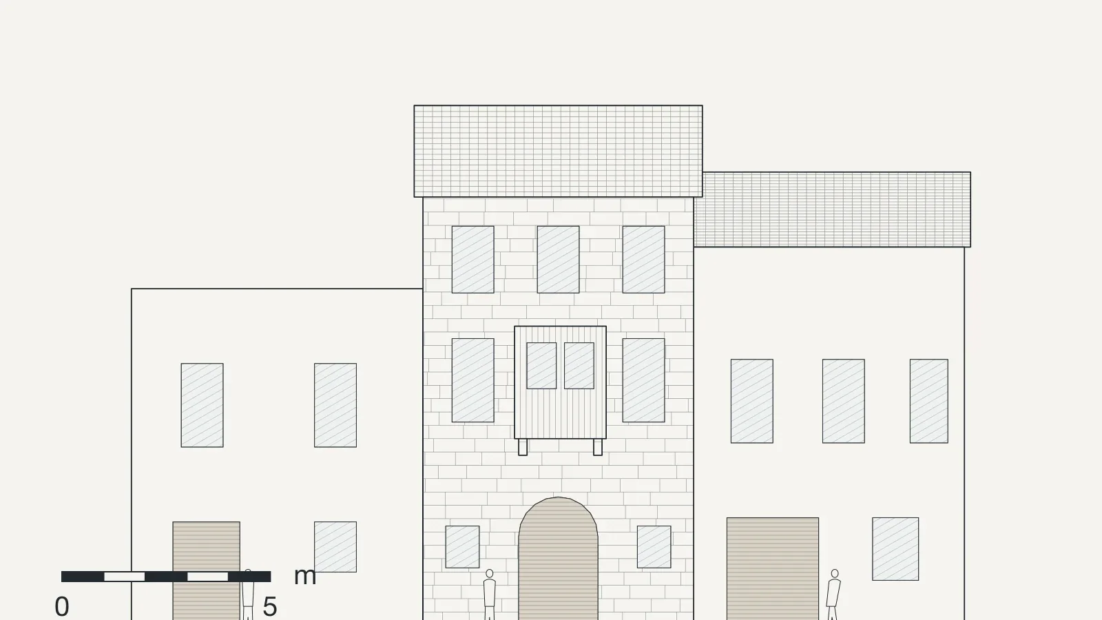 South elevation of House on Theotokopoulou Street, drawn in line