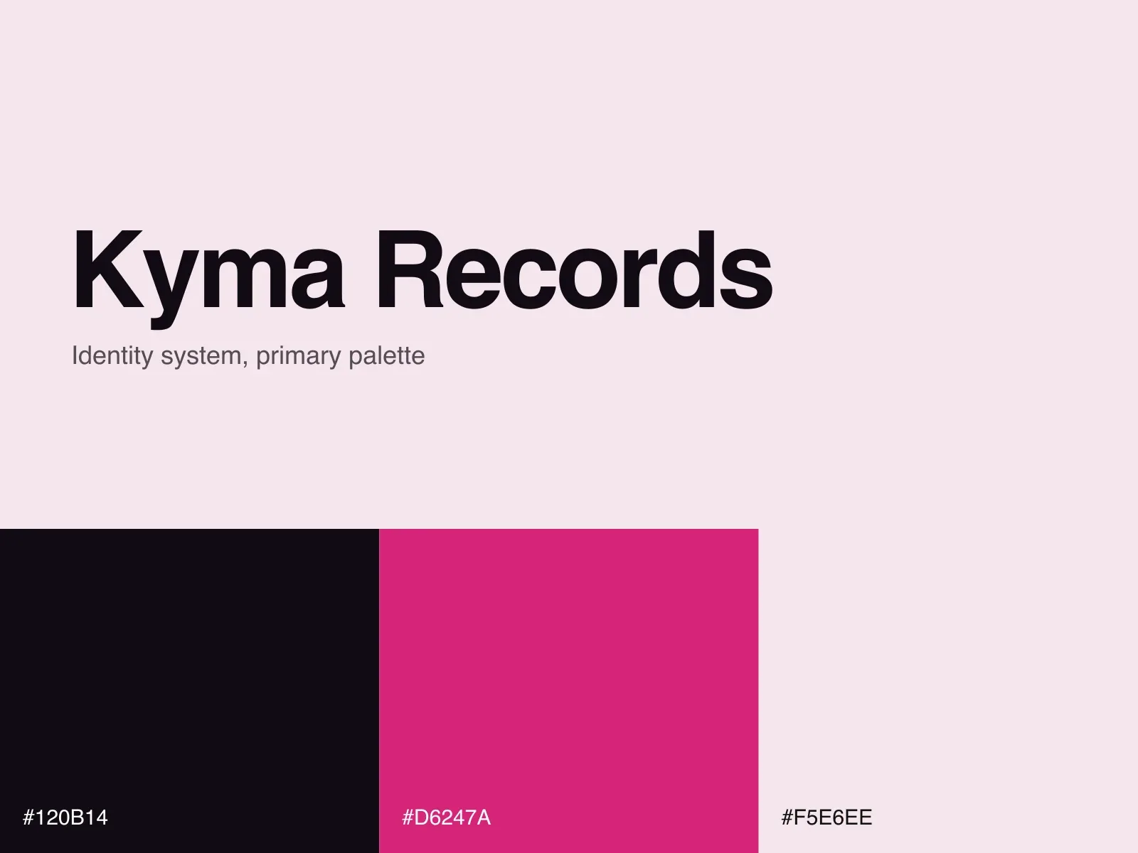 Kyma Records brand sheet: wordmark and primary palette
