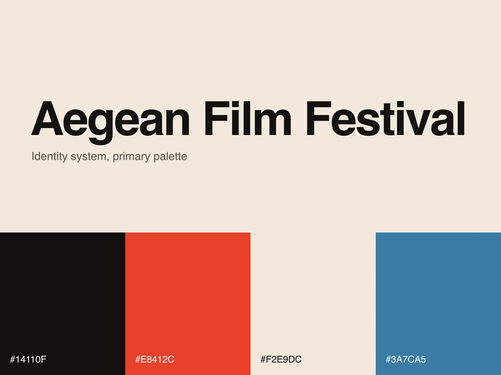 Aegean Film Festival brand sheet: wordmark and primary palette